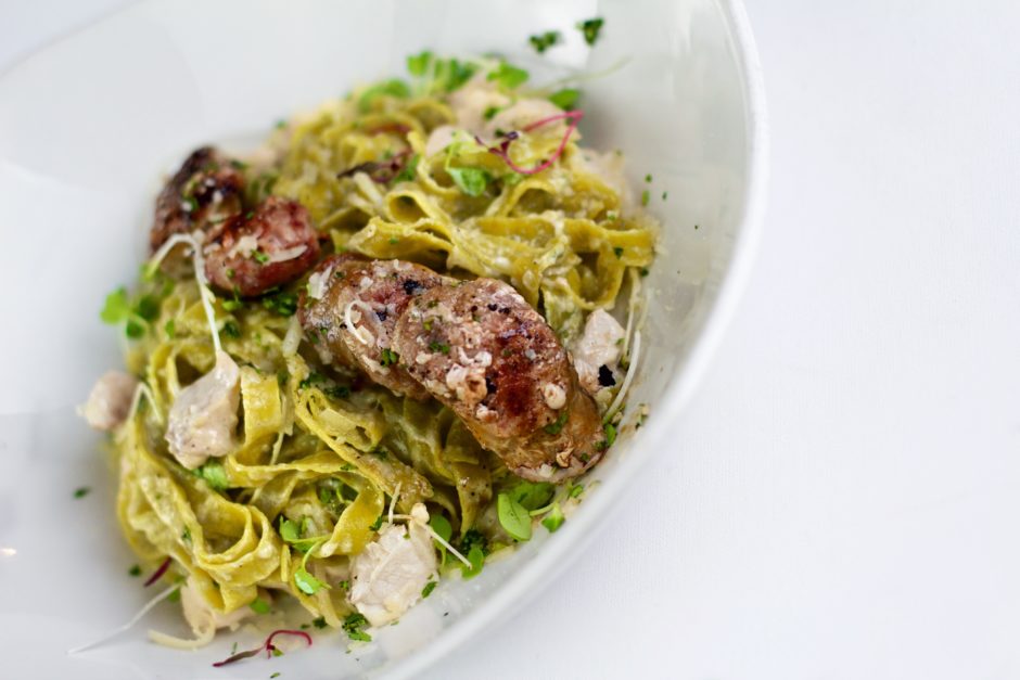Homemade Spinach Fettuccine at The Mews Restaurant Barbados