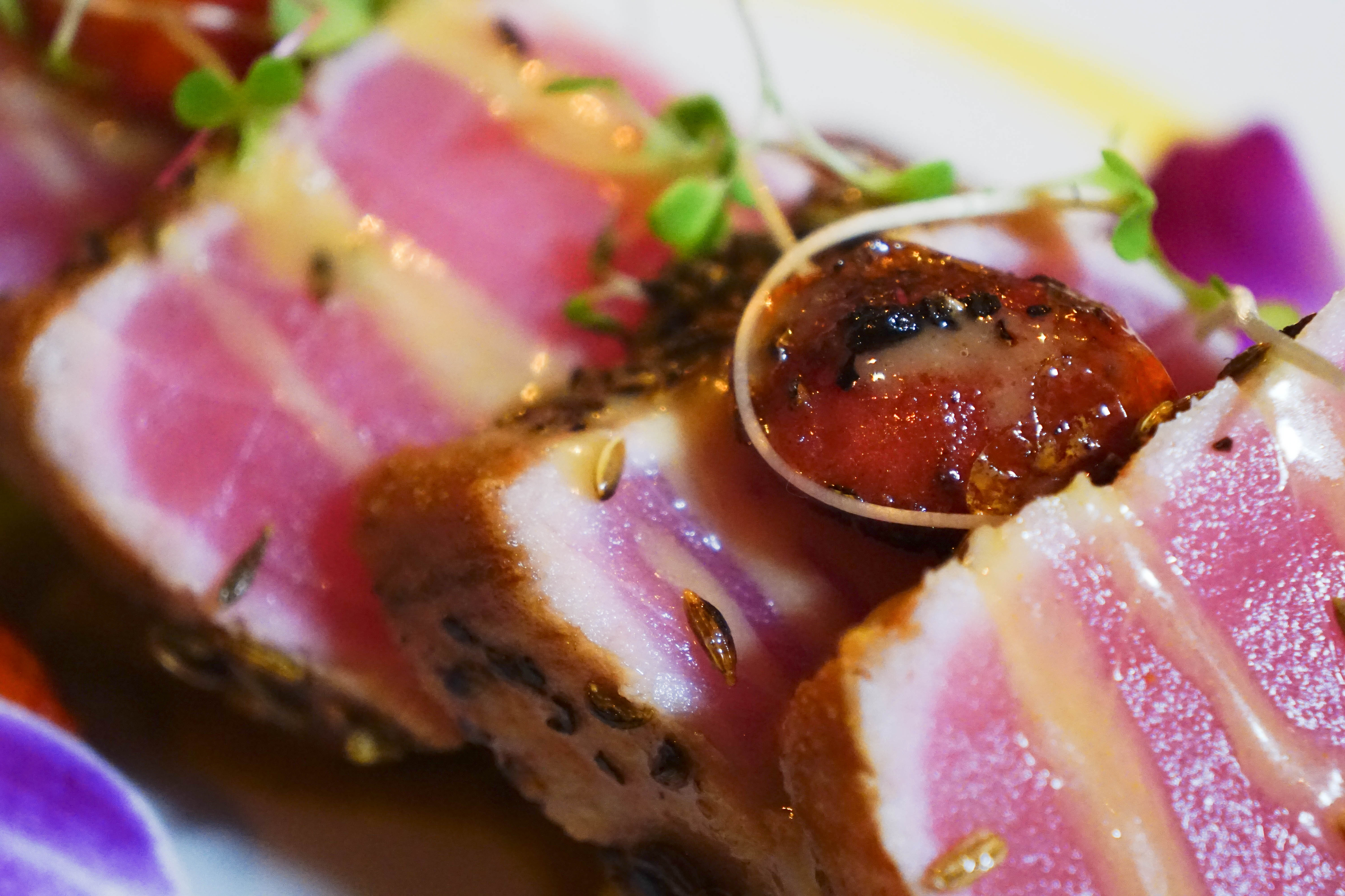 Fennel crusted tuna at themews restaurant Barbados